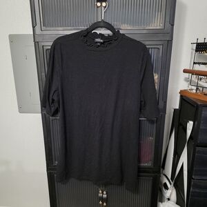 Torrid Black Short Sleeve Ribbed Top With Mock Neck